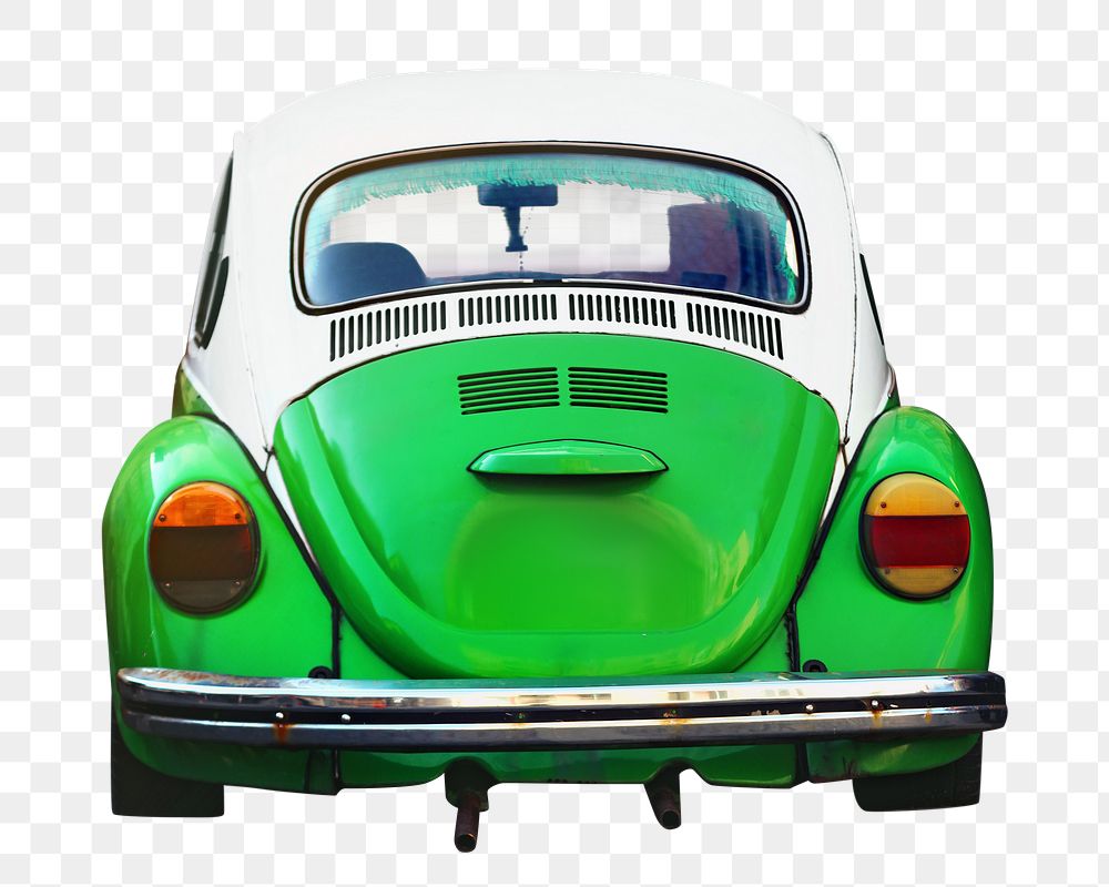 Png green vintage car, isolated object , transparent background