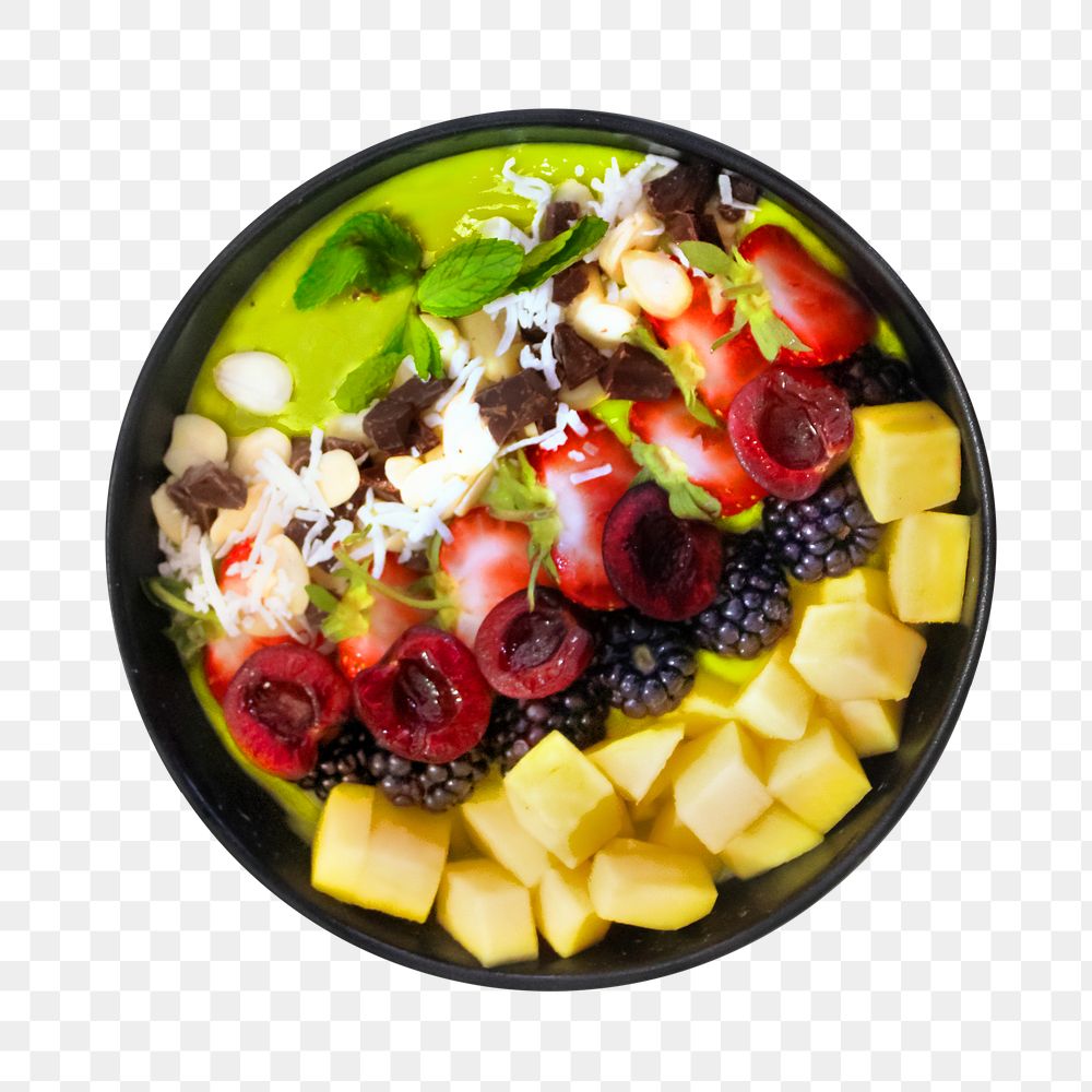 Smoothie bowl png collage element, transparent background