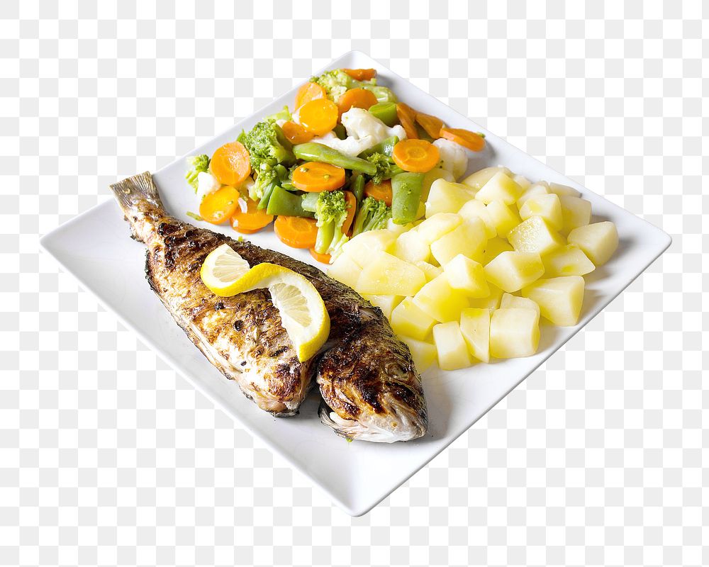 Grilled fish png collage element, transparent background