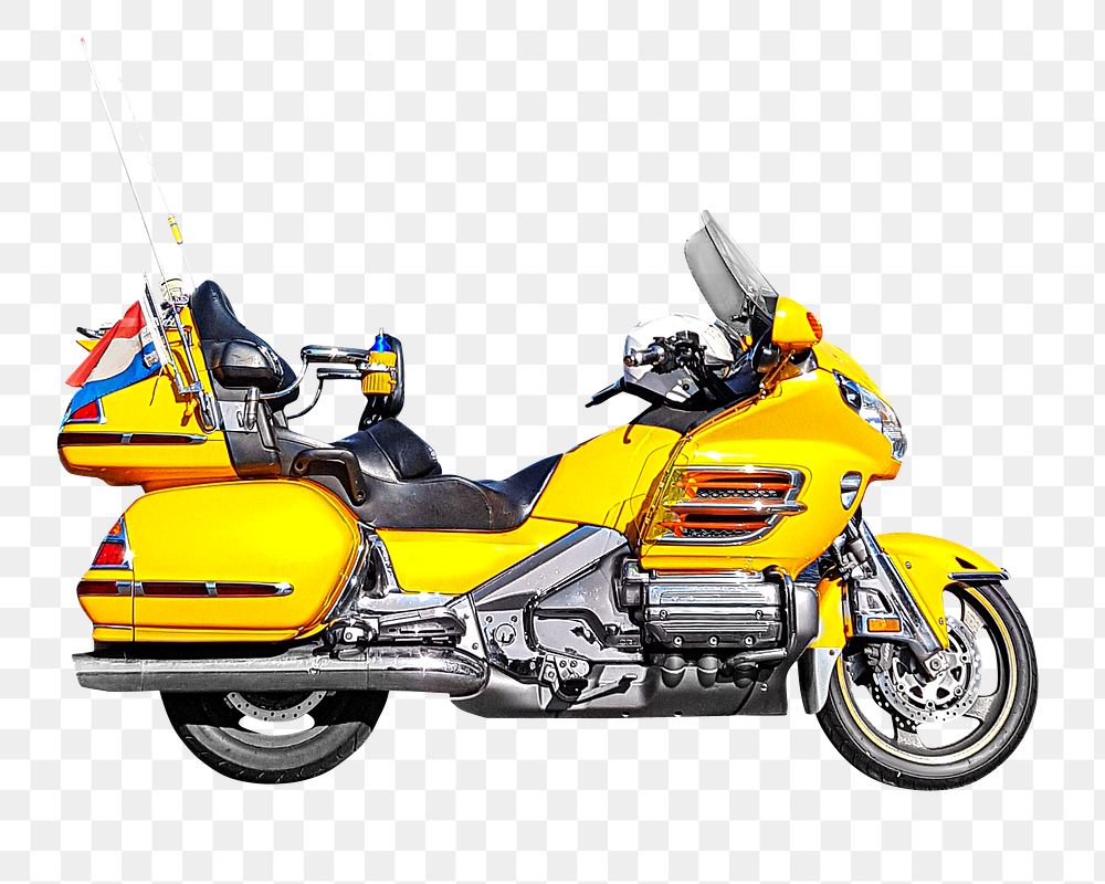 Yellow big bike png, transparent background