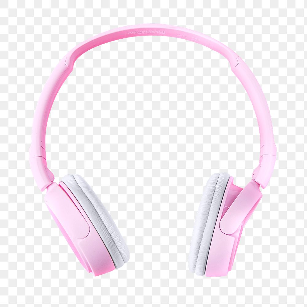 Pink wireless headphones png, transparent background