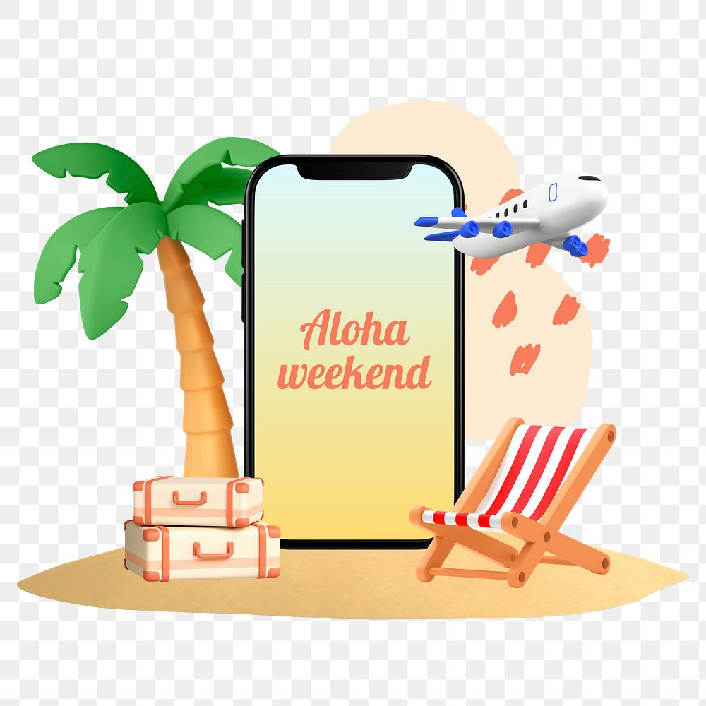 Aloha weekend png word sticker typography, transparent background