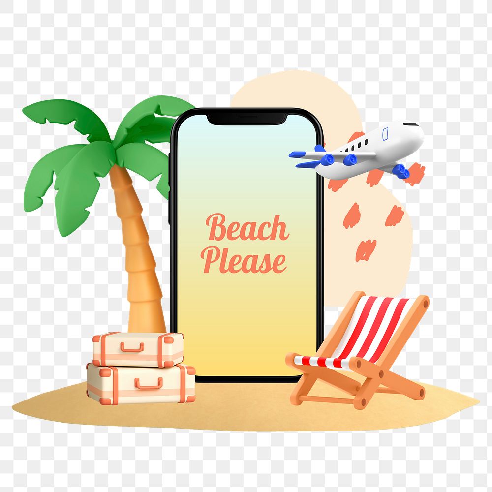 Beach please png word sticker typography, transparent background