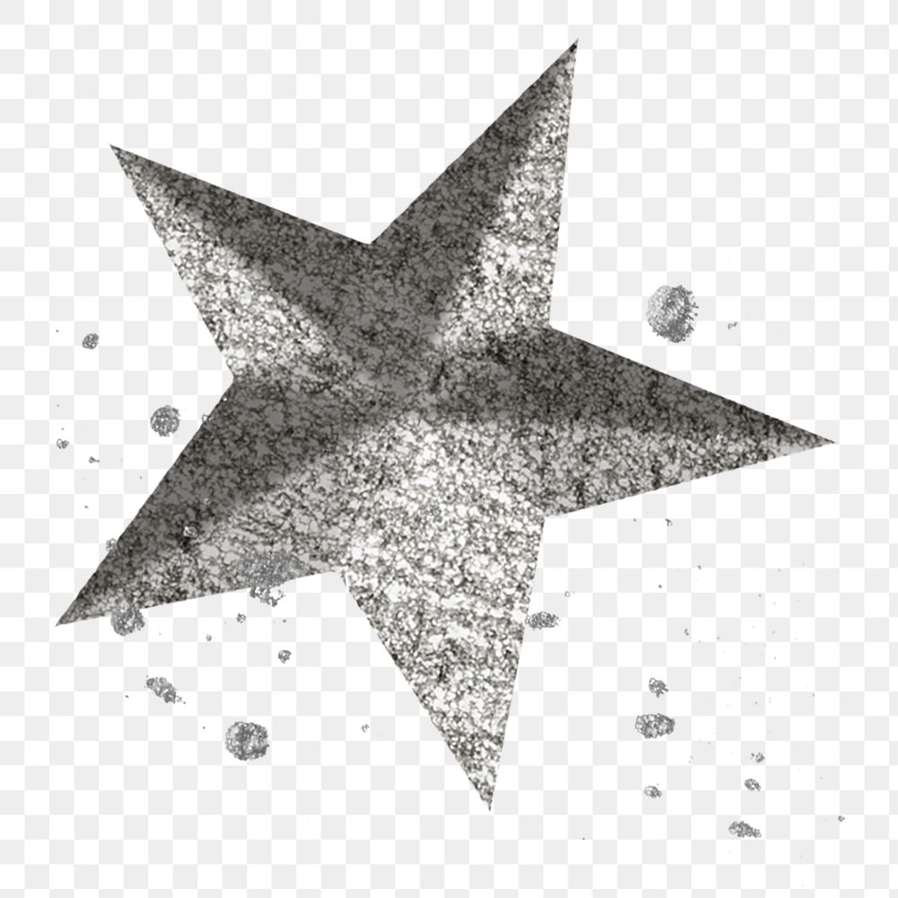 Silver metallic star png, transparent background