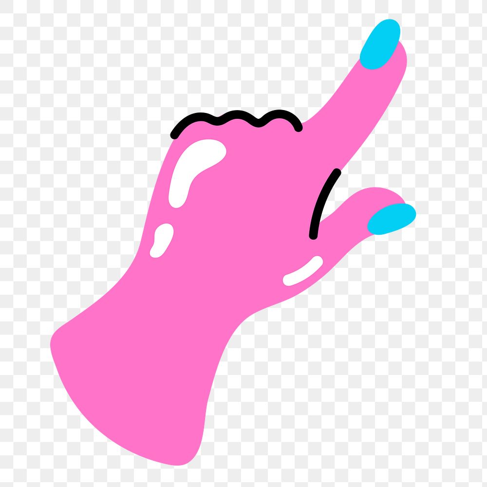 Pointing finger png funky sticker, transparent background