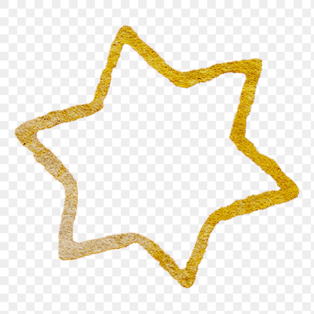 Gold star png, collage element, transparent background