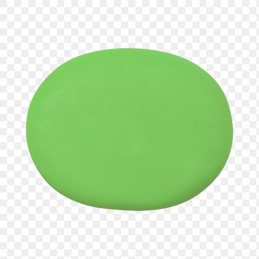 Green round PNG clay shape, transparent background