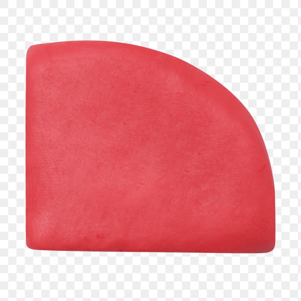 Red quarter PNG clay shape, transparent background