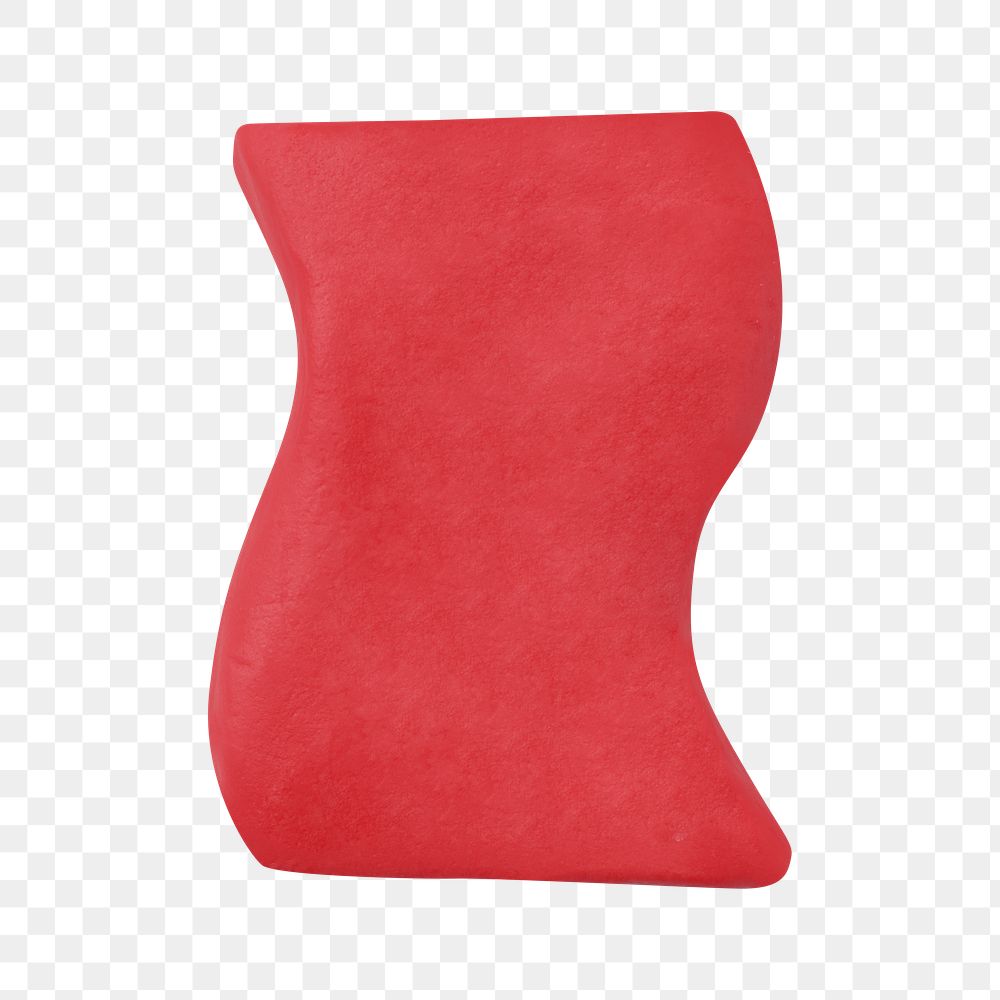 Red wavy PNG clay shape, transparent background