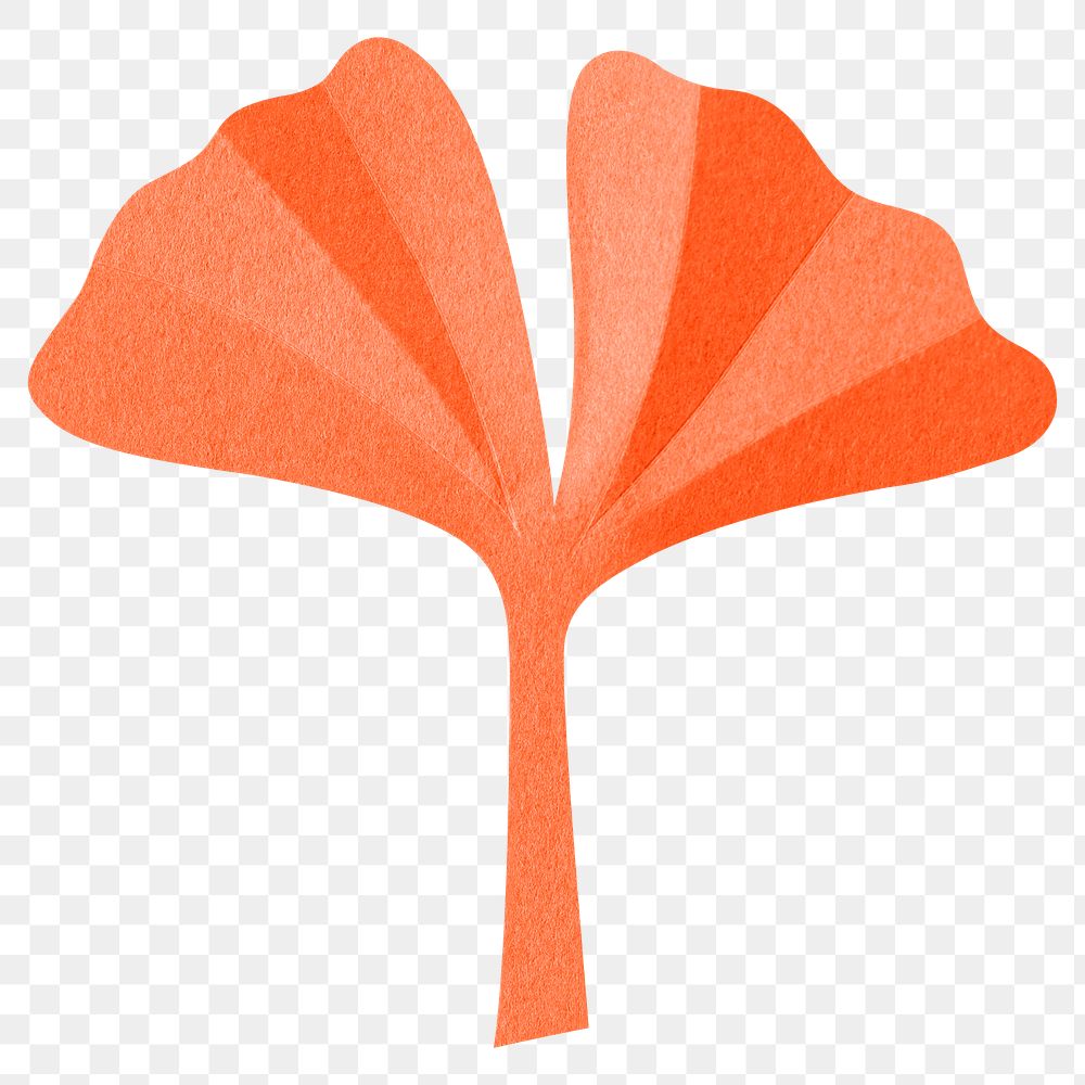 PNG orange ginkgo leaf  , paper craft element, transparent background