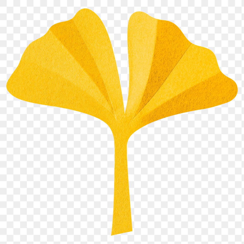 PNG yellow ginkgo leaf  , paper craft element, transparent background