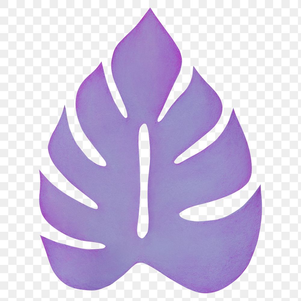 PNG purple monstera leaf, paper craft element, transparent background