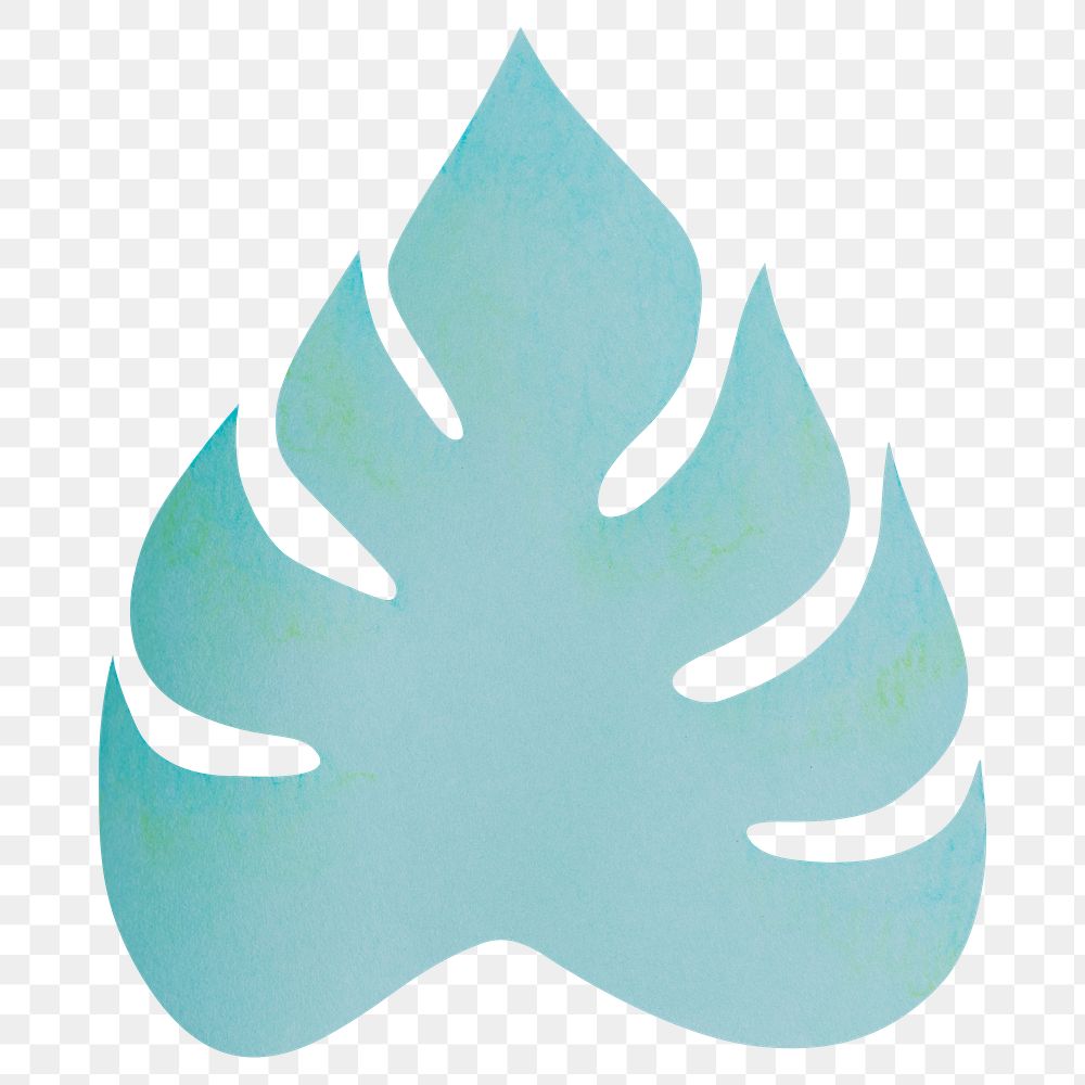 PNG blue summer leaf, paper craft element, transparent background