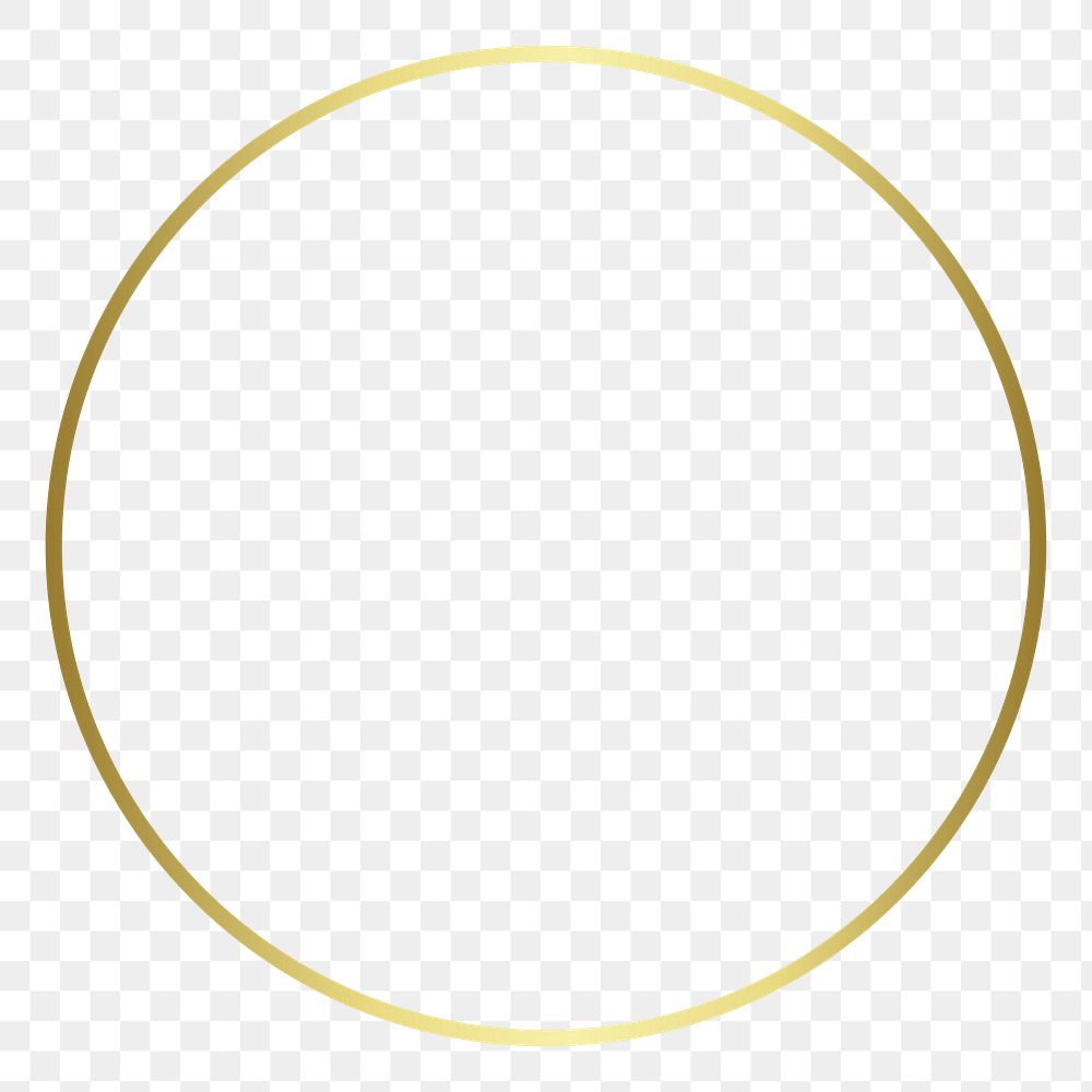 Golden round png frame, transparent background