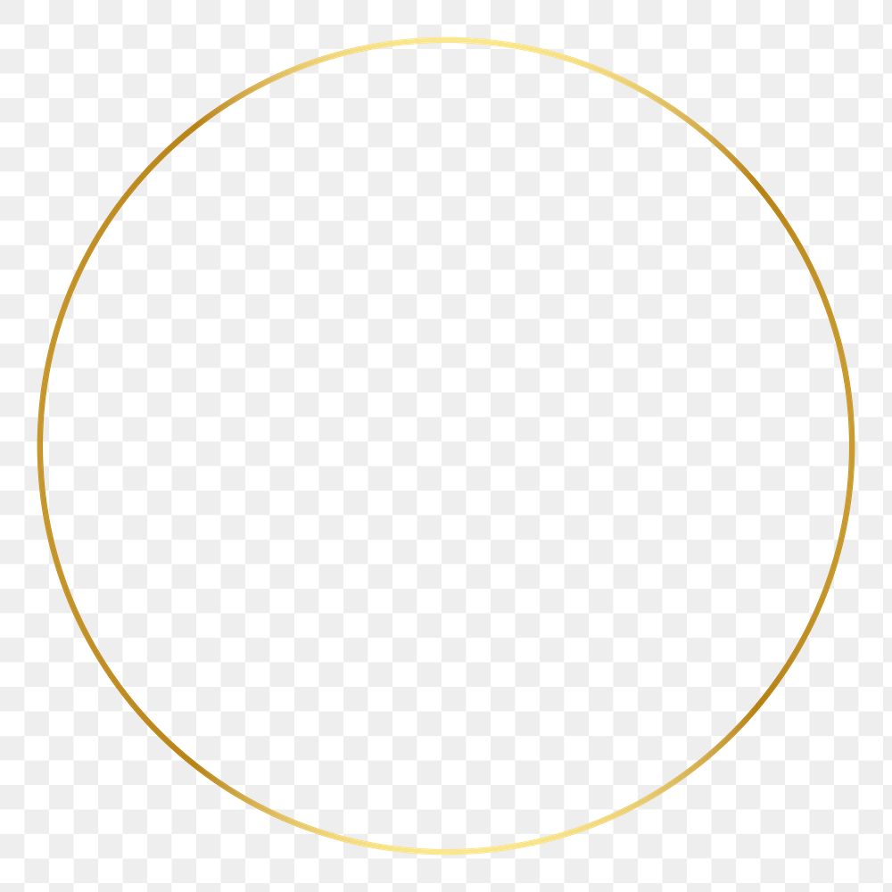 Round gold frame png geometric shape, transparent background