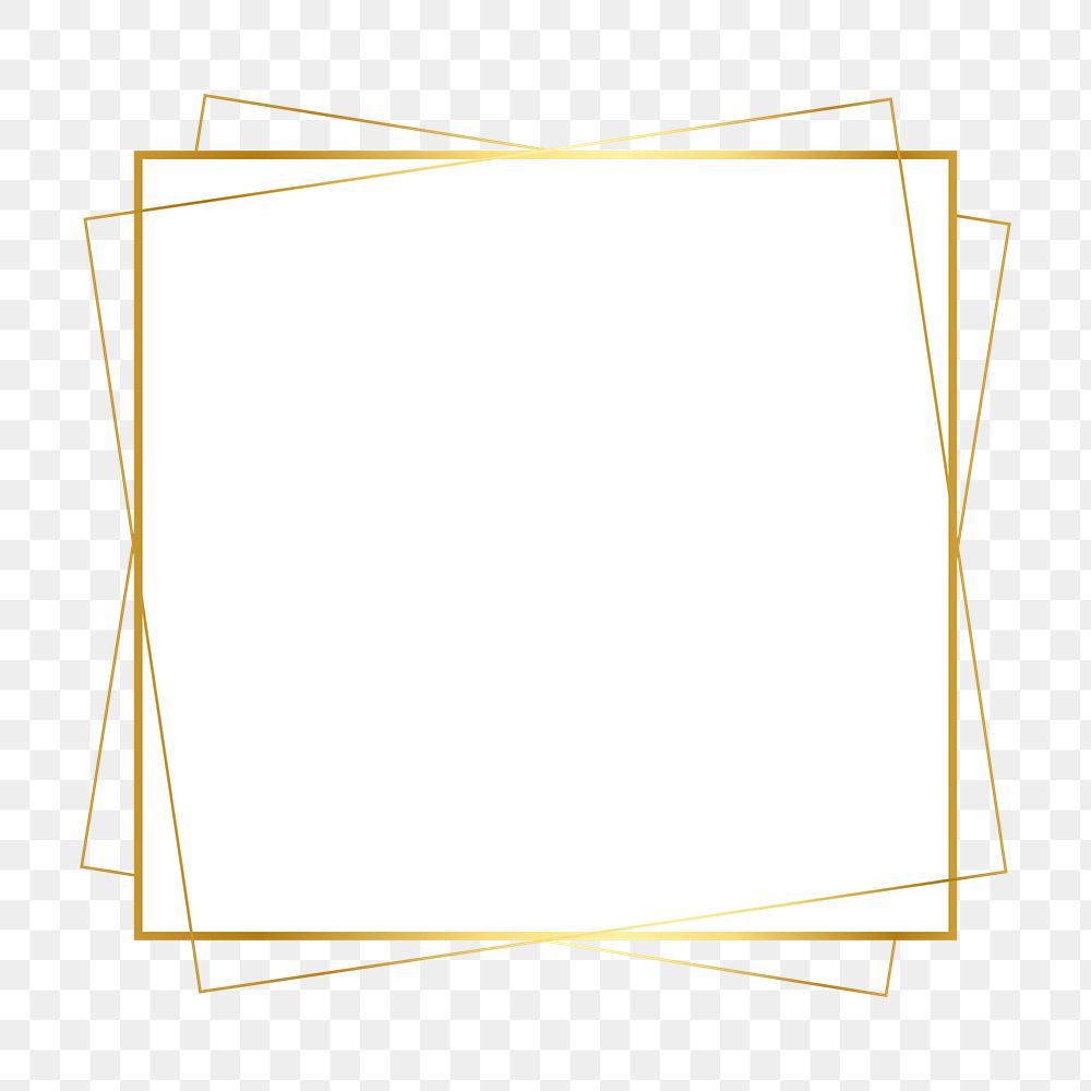 Square gold frame png geometric shape, transparent background