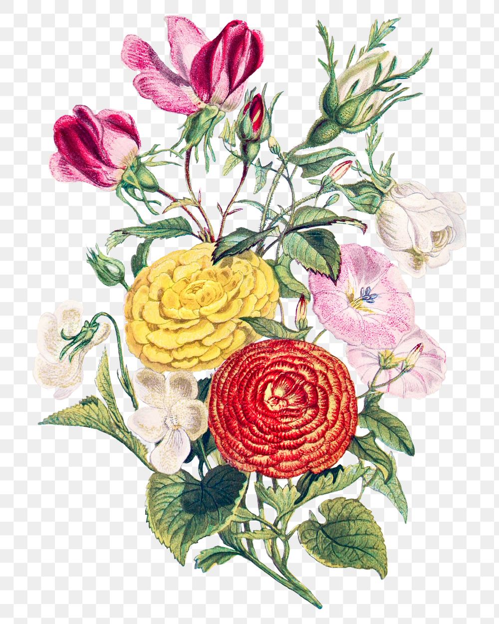 Vintage flower bouquet png, transparent background
