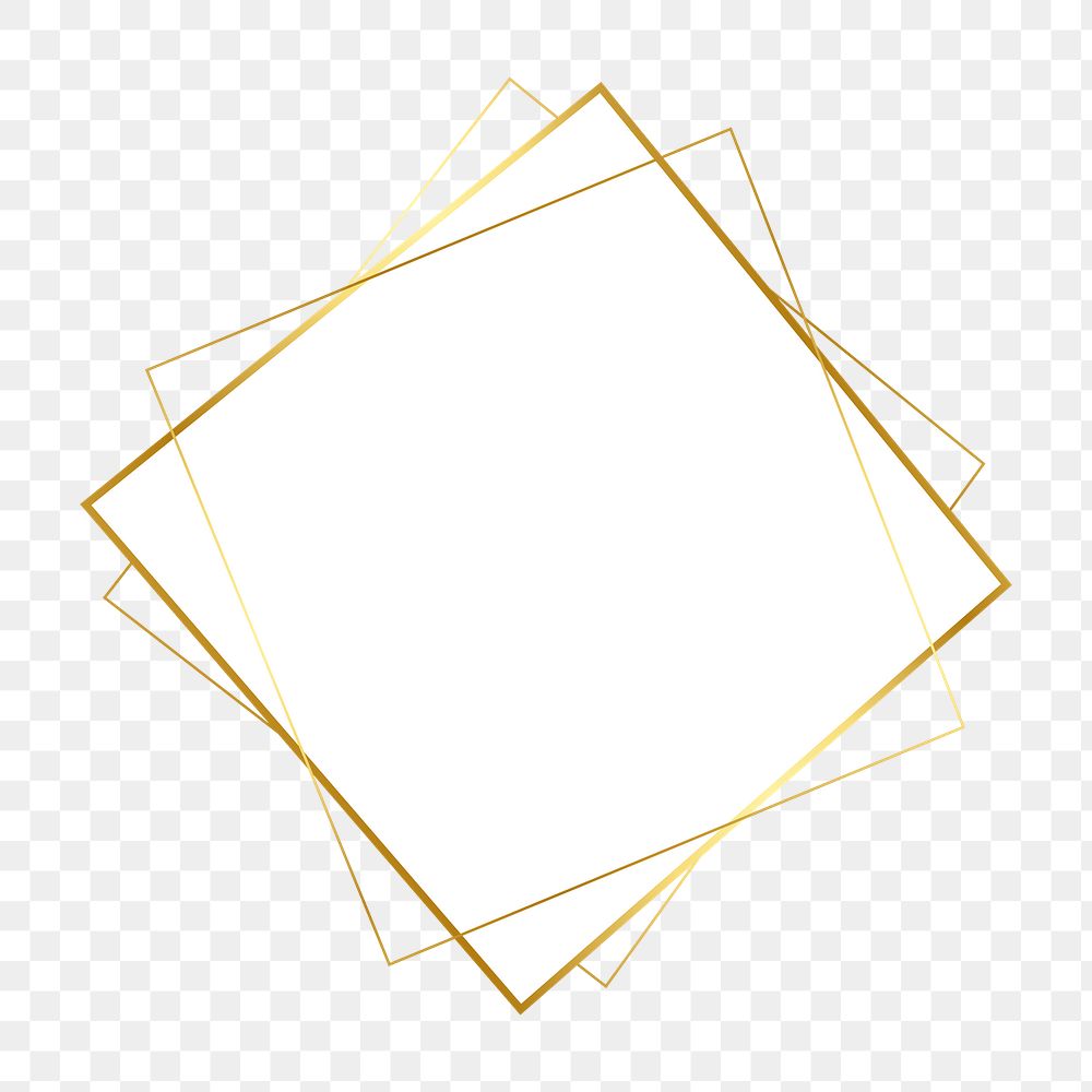 Rhombus gold frame png geometric shape, transparent background