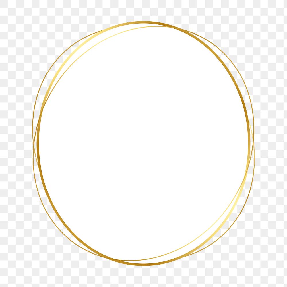 Oval gold frame png geometric shape, transparent background