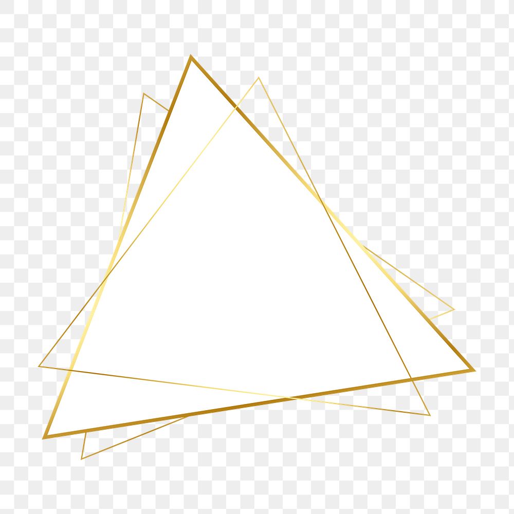 Triangle gold frame png geometric shape, transparent background