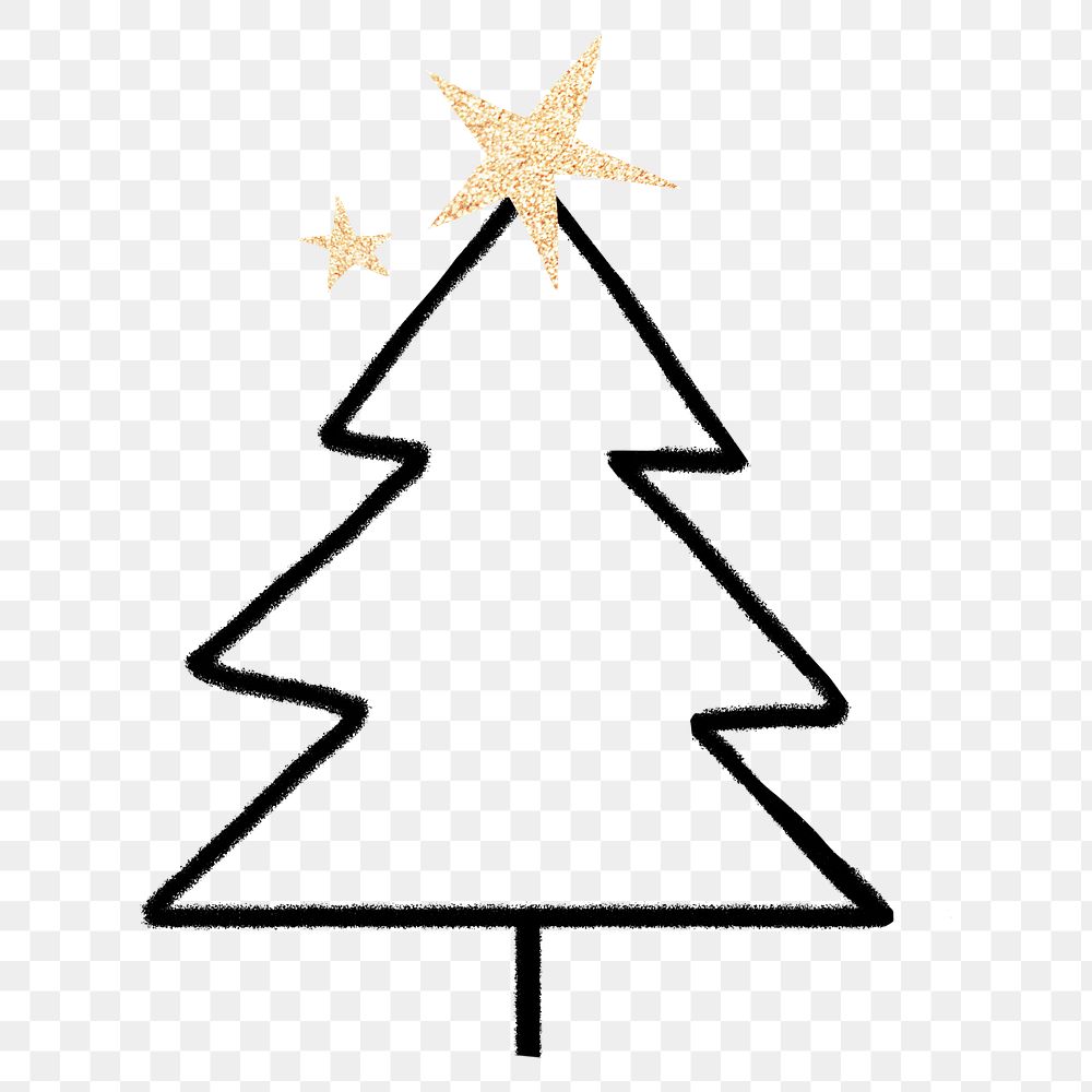 Christmas tree png doodle collage element, transparent background