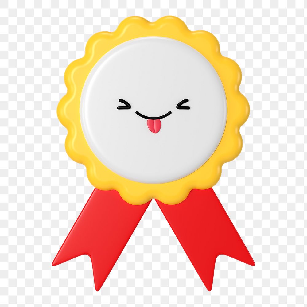 PNG winner badge, 3D character, transparent background