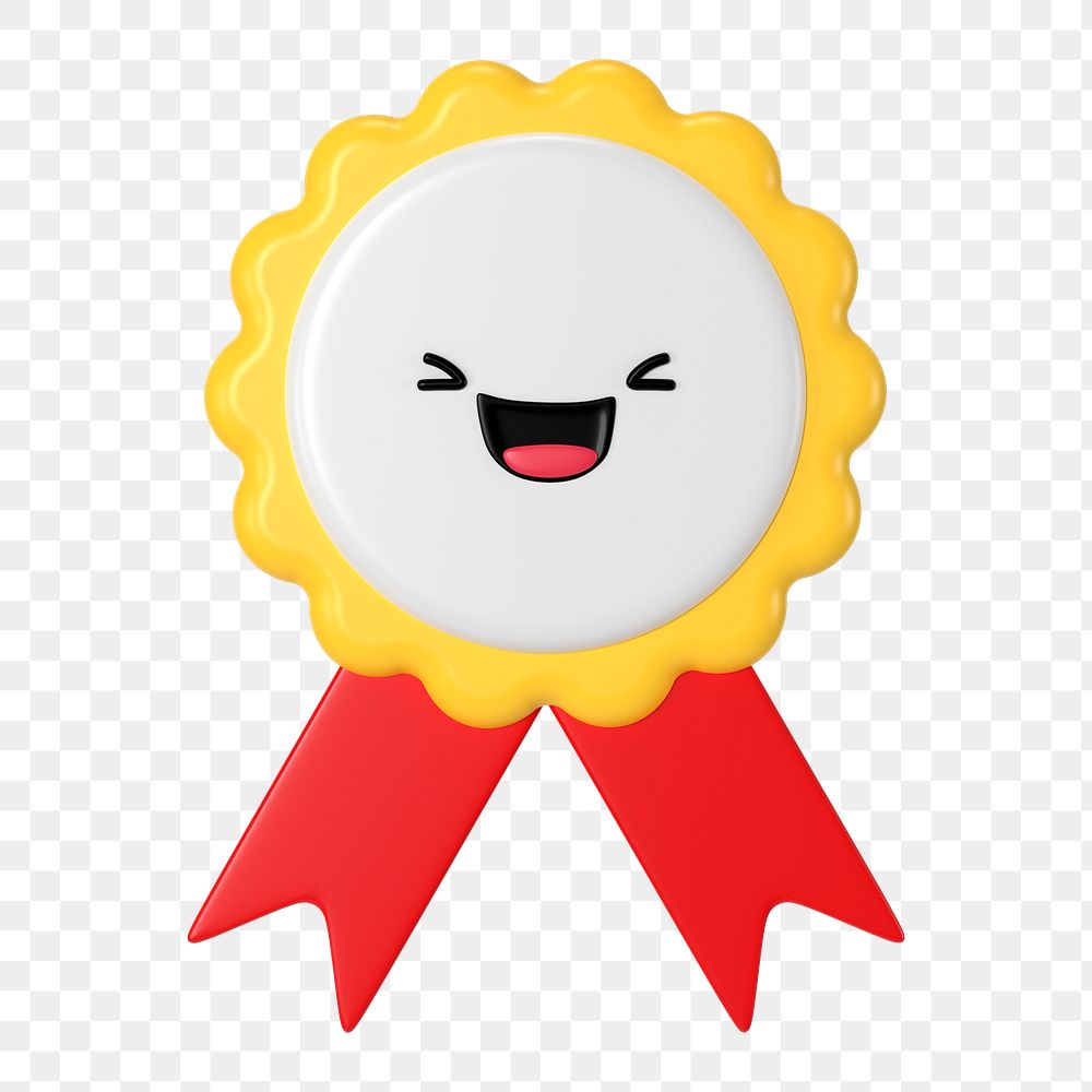 PNG winner badge, 3D character, transparent background