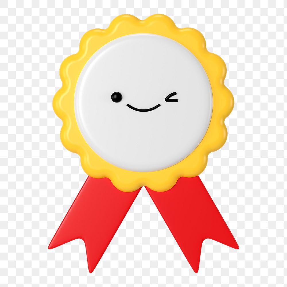 PNG winner badge, 3D character, transparent background