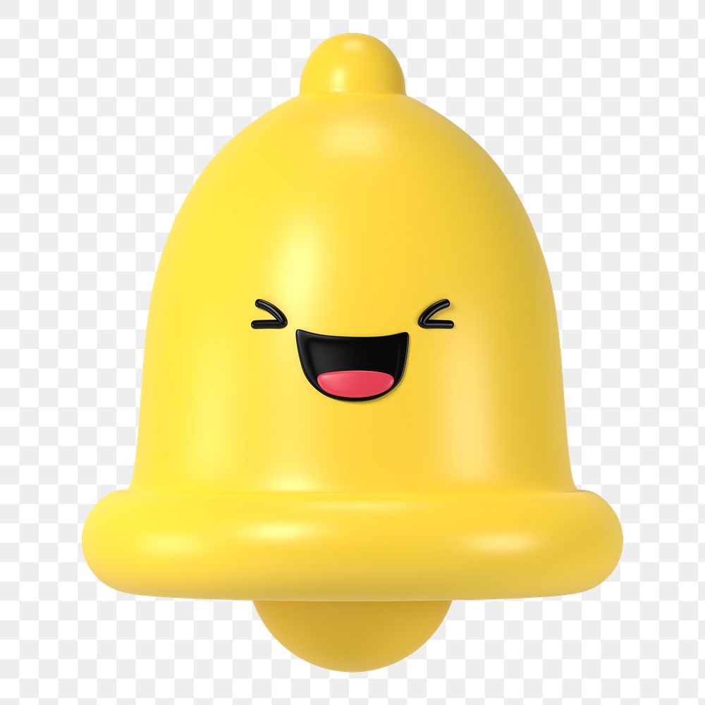 Laughing bell png 3D emoticon, transparent background