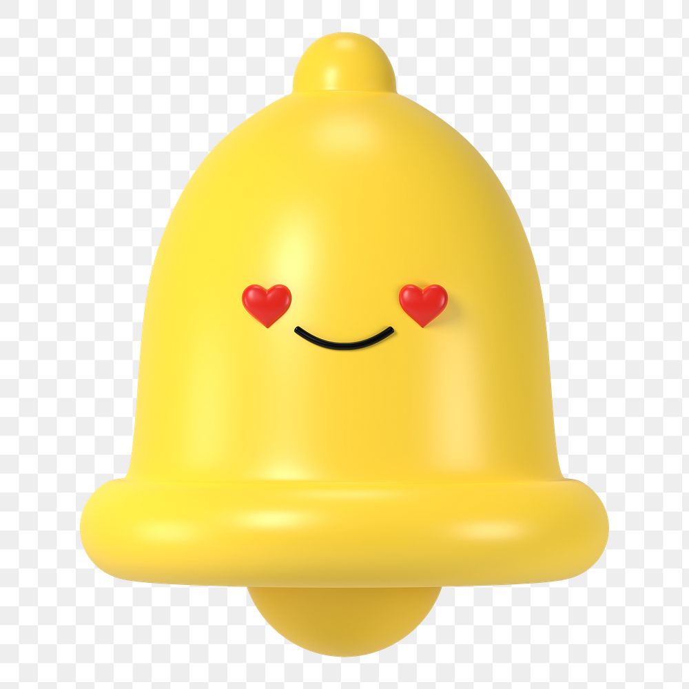 3D bell png in love emoticon, transparent background