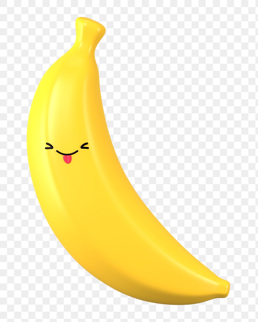 Playful banana png 3D stick tongue out emoticon, transparent background