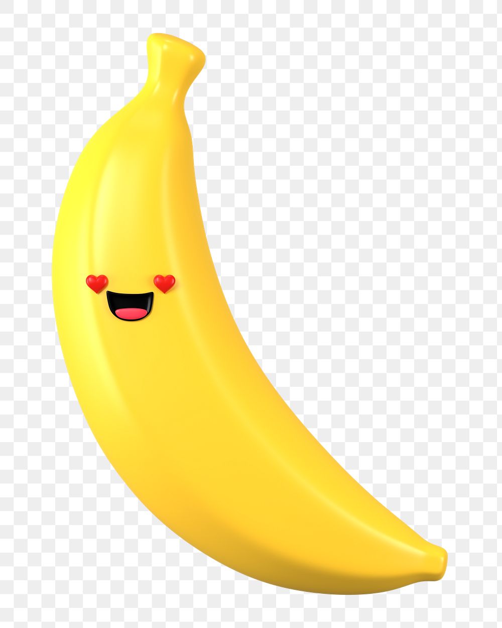 3D banana png in love emoticon, transparent background