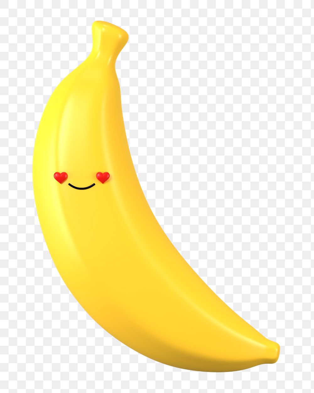 3D banana png heart eyes emoticon, transparent background