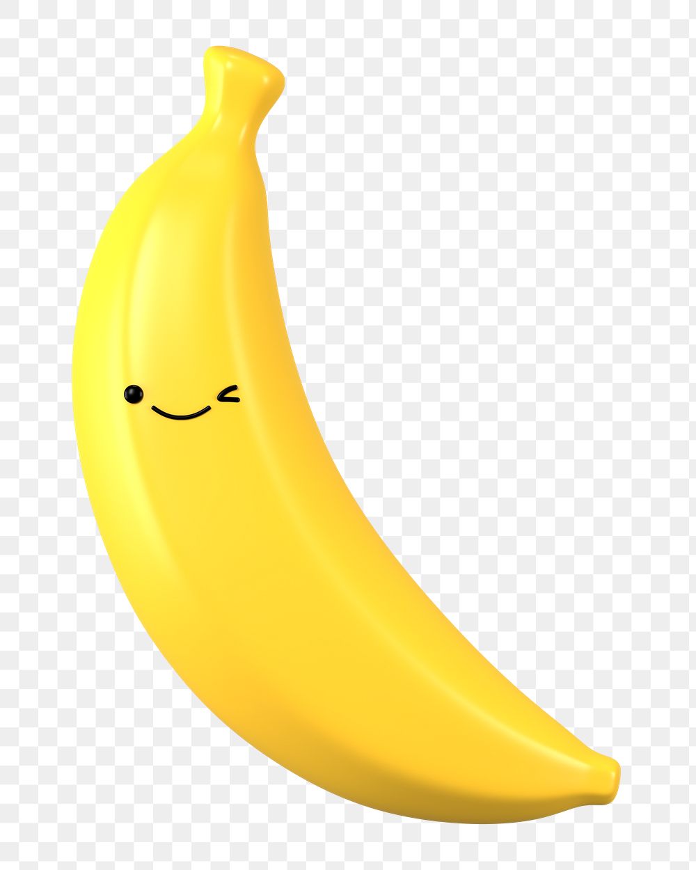 3D banana png winking face emoticon, transparent background