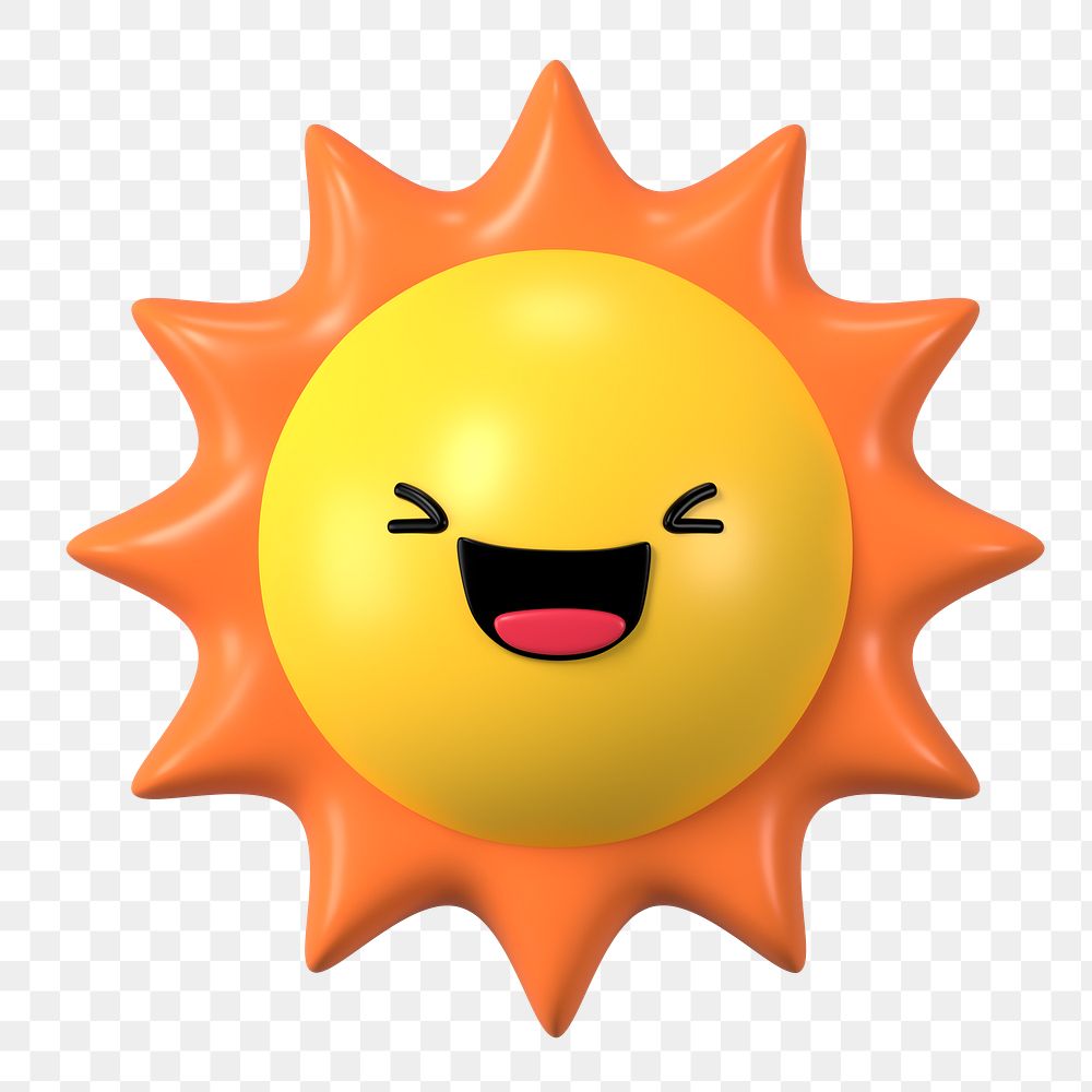 Laughing sun png 3D emoticon, transparent background