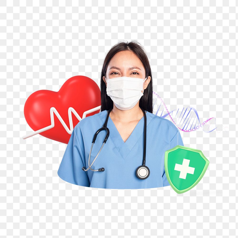 Female doctor healthcare insurance png, transparent background