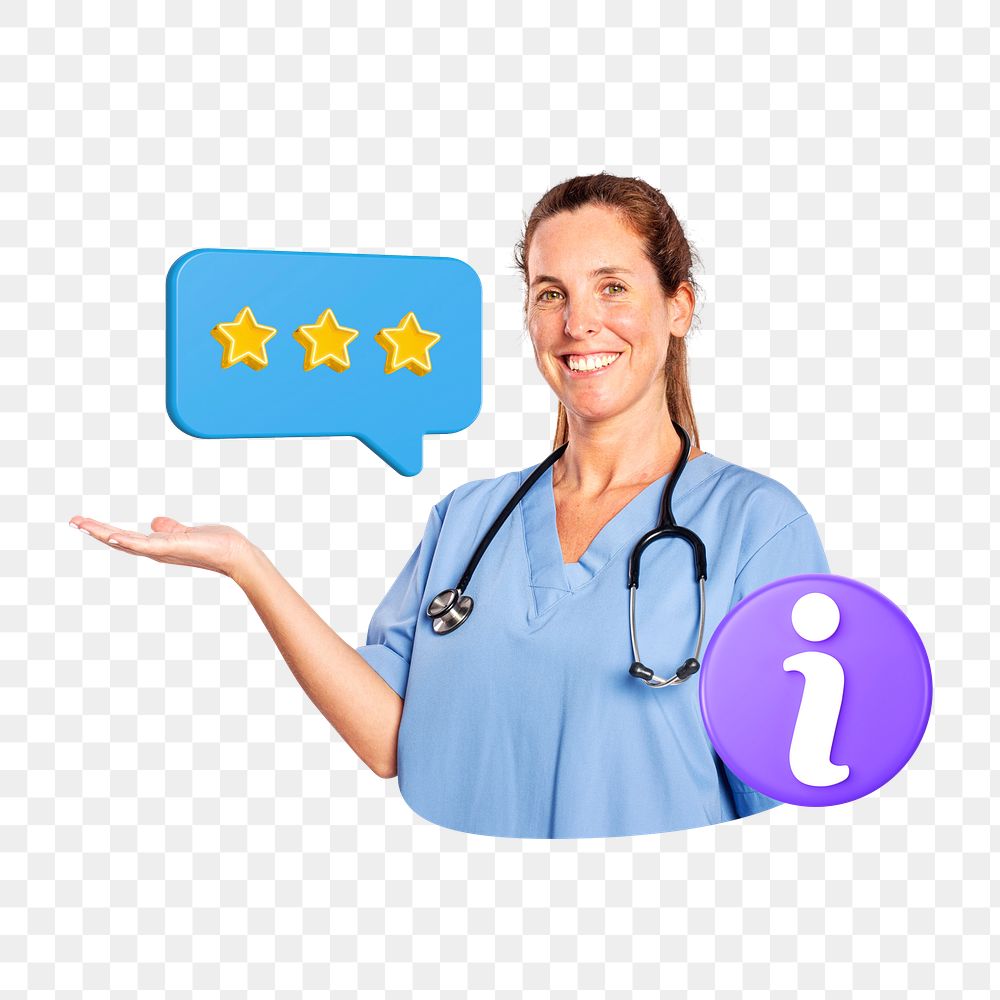 Medical worker information review png, transparent background