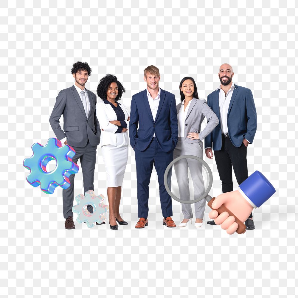 Diverse professional business team png, transparent background
