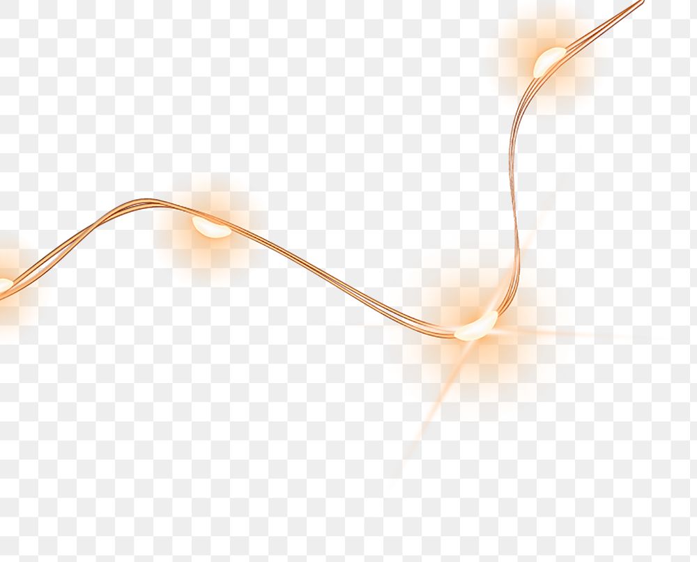 Orange string light png border, transparent background