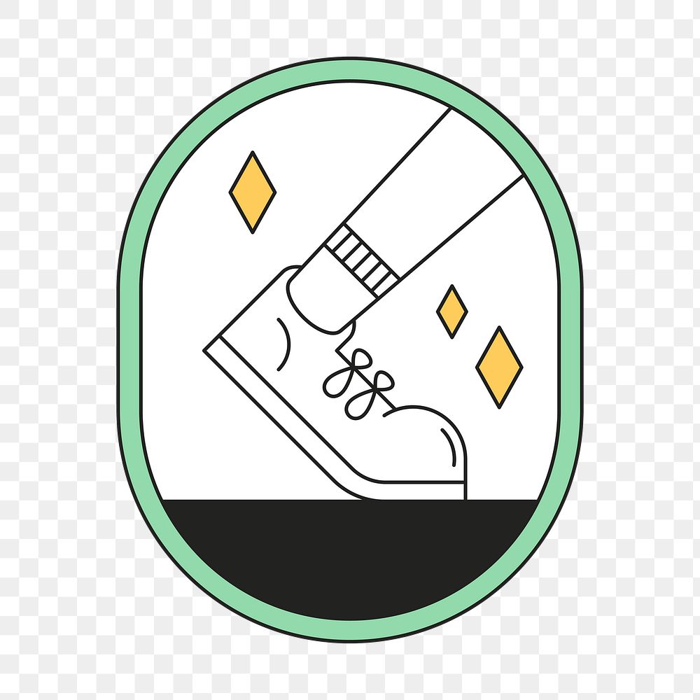 PNG Running sneaker logo badge, line art design, transparent background