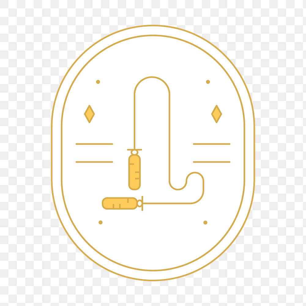PNG Jumping rope  logo badge, gold line art design, transparent background