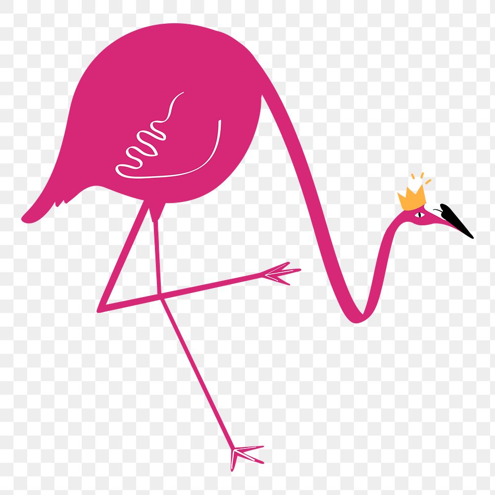 Pink flamingo bird png sticker, aesthetic tropical collage element on transparent background
