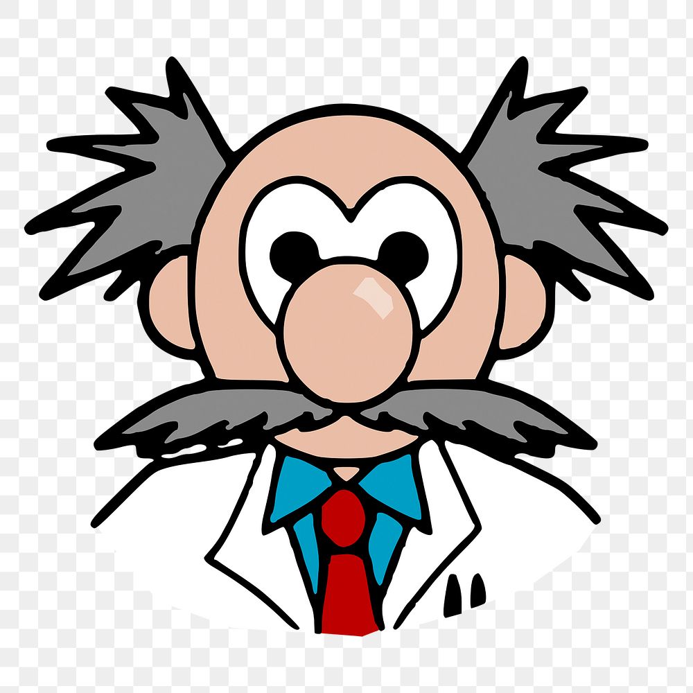 Scientist cartoon png clipart illustration, transparent background. Free public domain CC0 image.