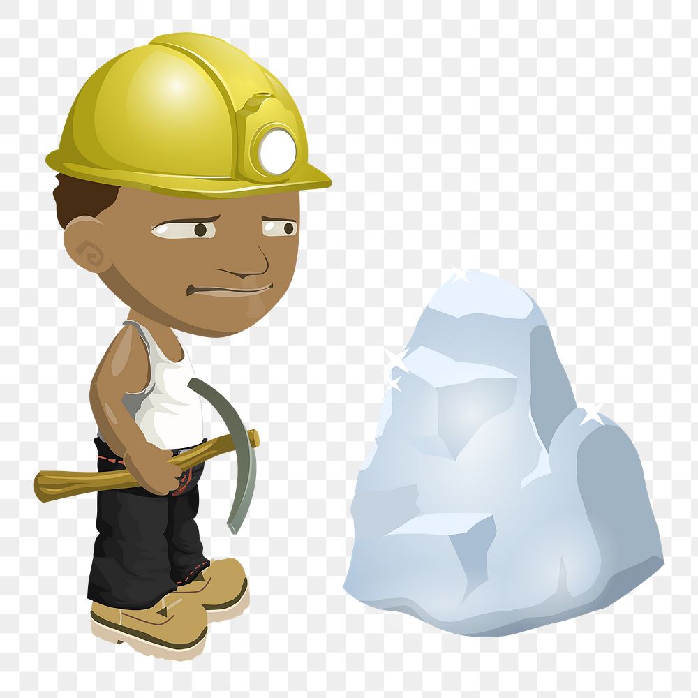 Miner character png clipart illustration, transparent background. Free public domain CC0 image.