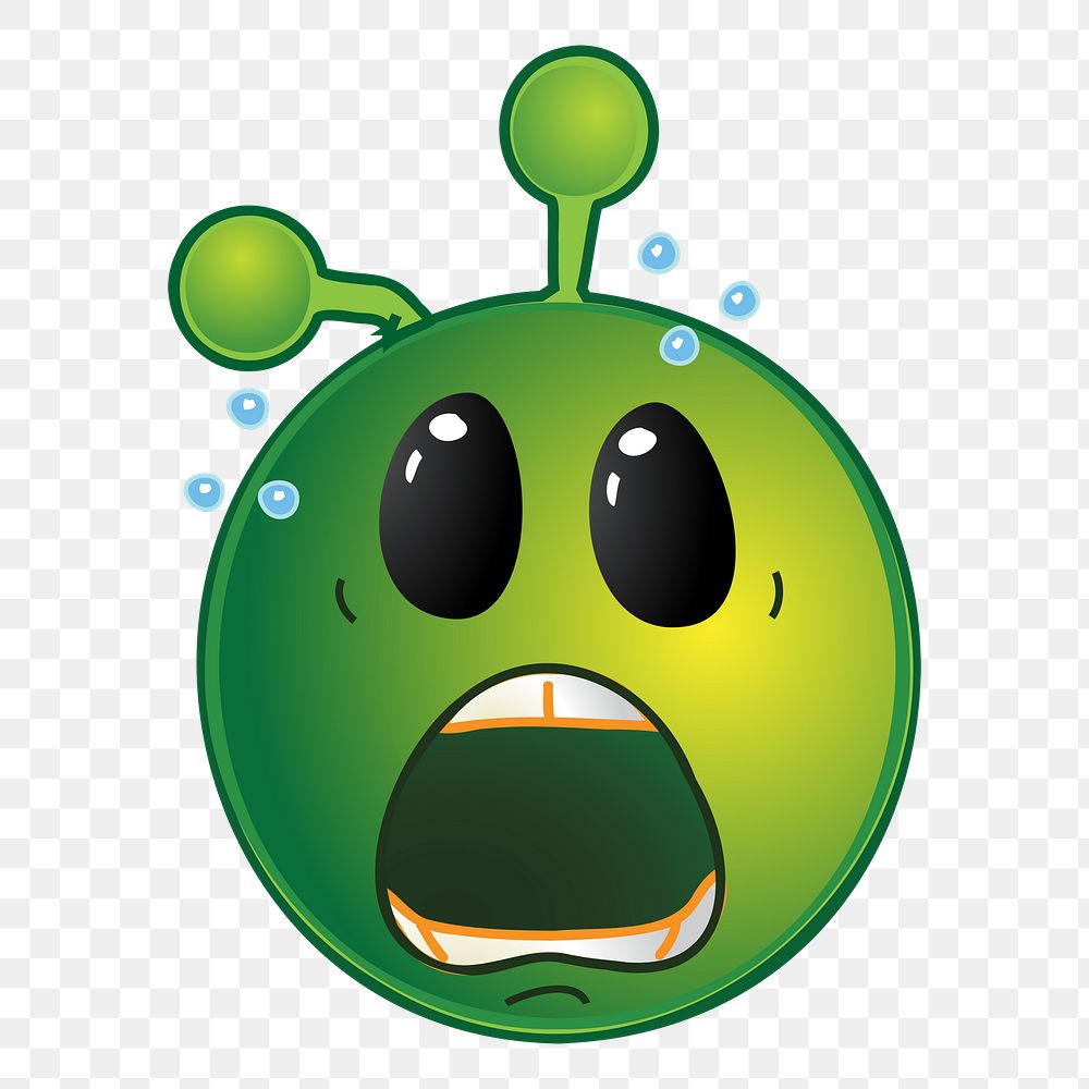 Crying alien cartoon png clipart, transparent background. Free public domain CC0 image.