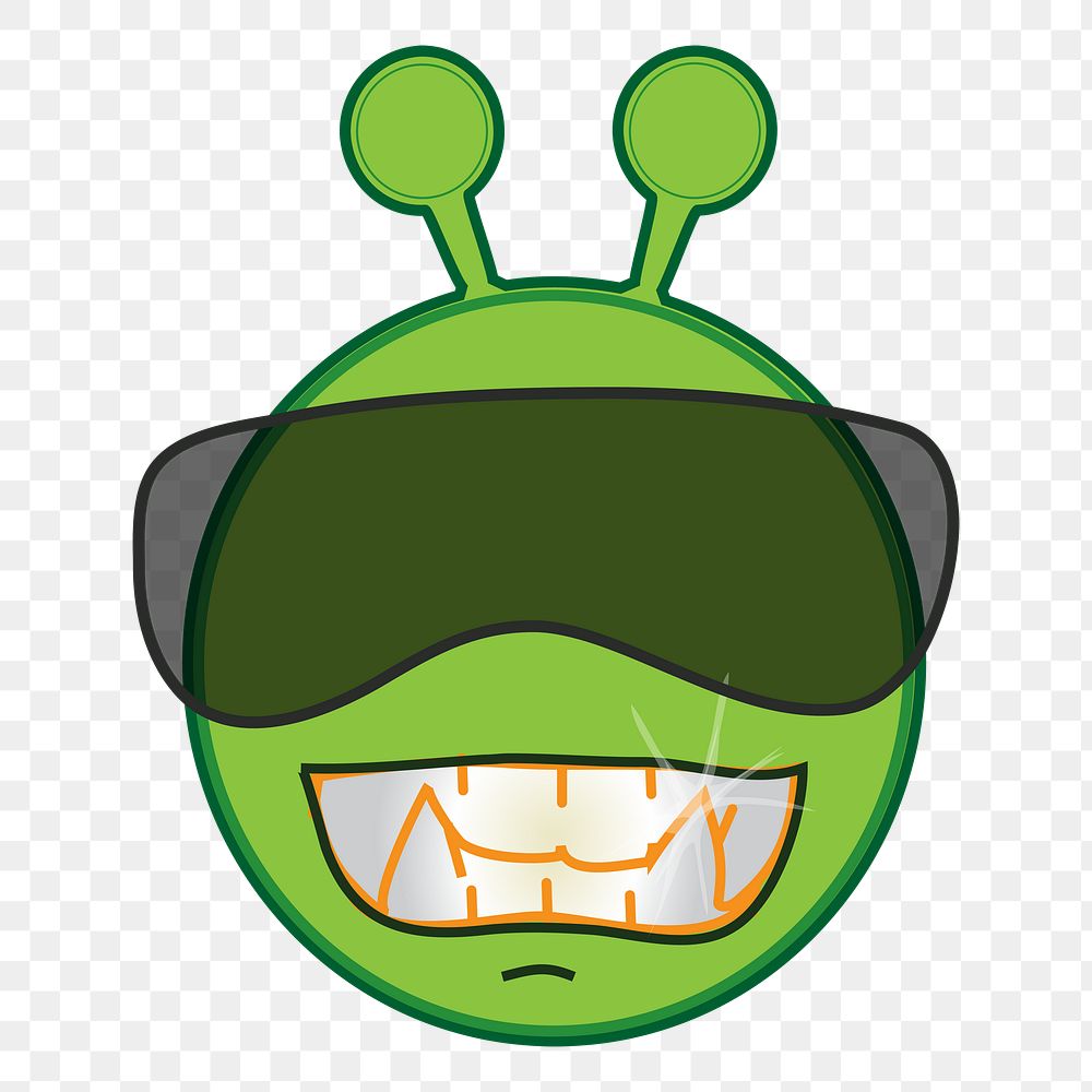 Fanged alien cartoon png clipart, transparent background. Free public domain CC0 image.