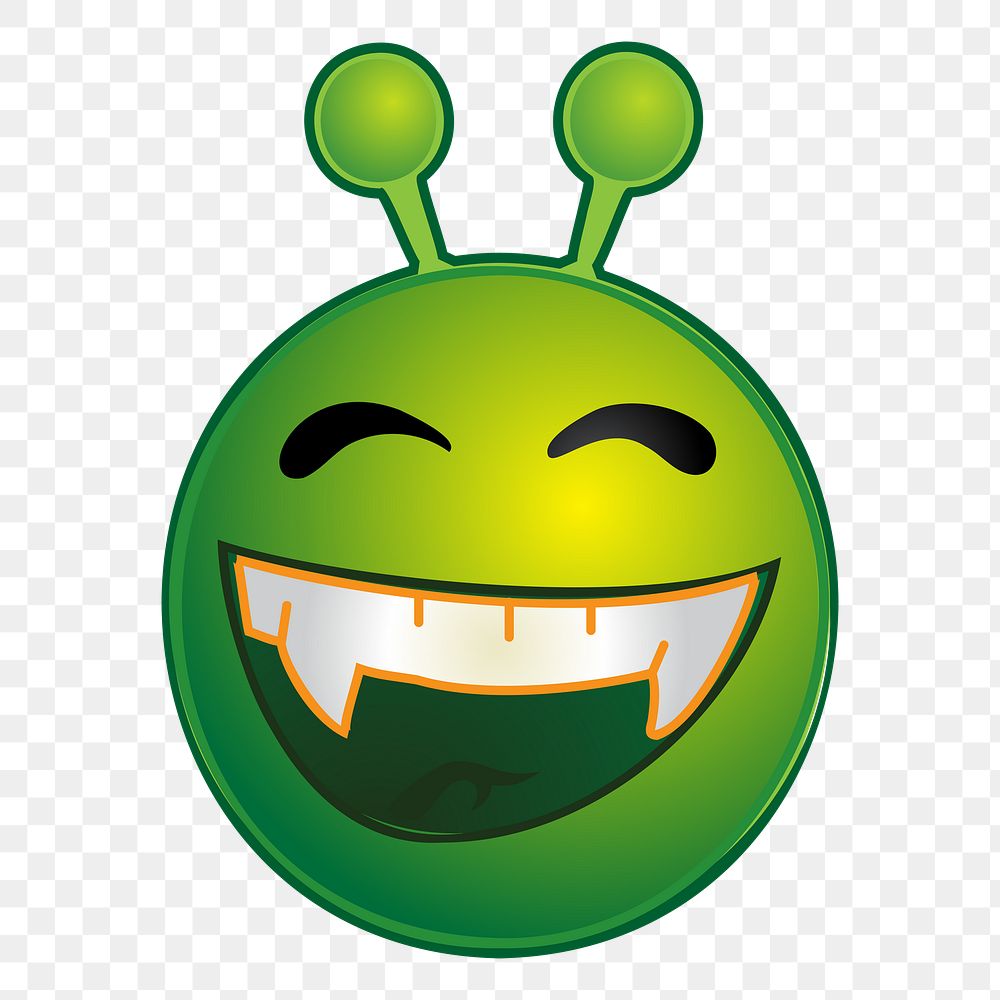 Fanged alien cartoon png clipart, transparent background. Free public domain CC0 image.