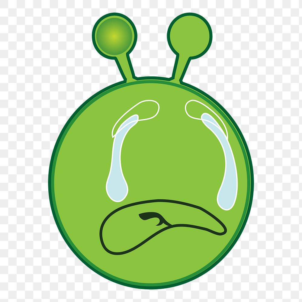 Crying alien cartoon png clipart, transparent background. Free public domain CC0 image.