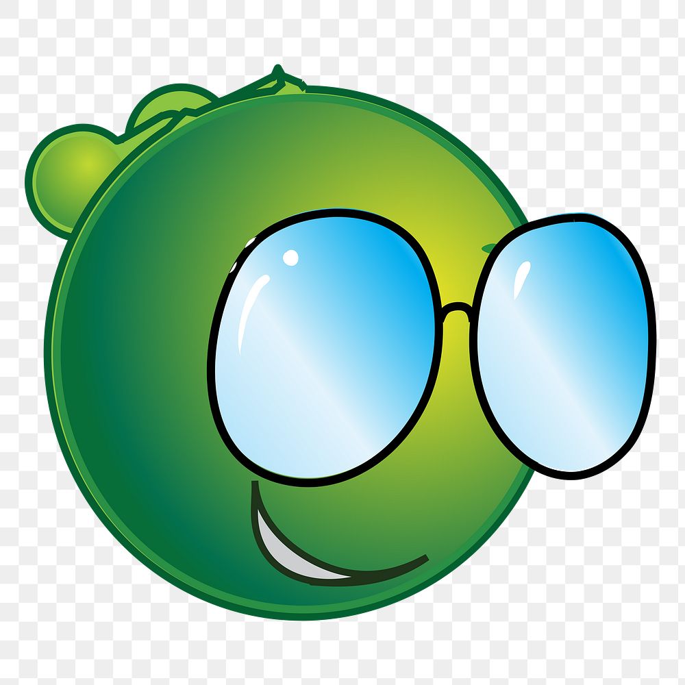 Nerdy alien cartoon png clipart, transparent background. Free public domain CC0 image.