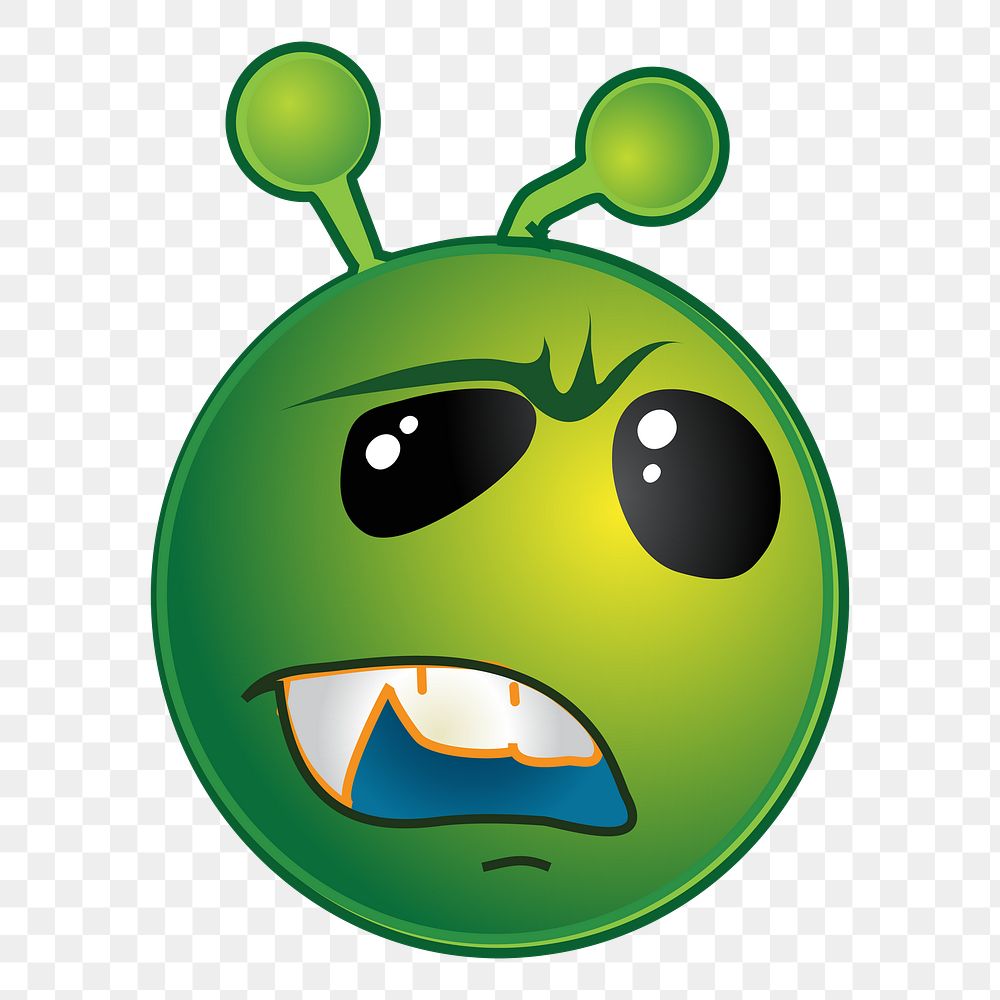 Confused alien cartoon png clipart, transparent background. Free public domain CC0 image.